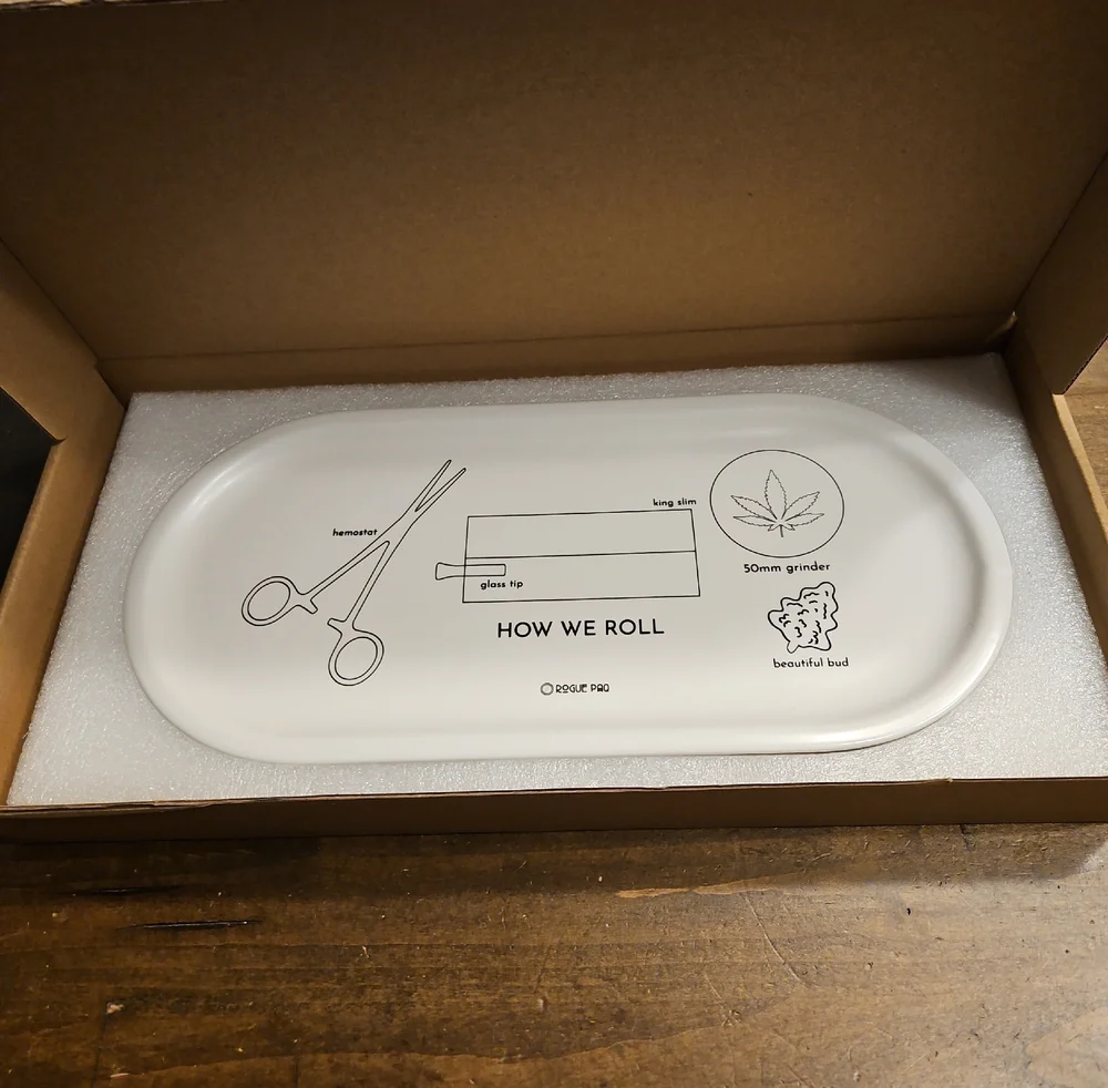 NWt Rogue Paq 'How We Roll' White Rolling Tray - Picture 2 of 5